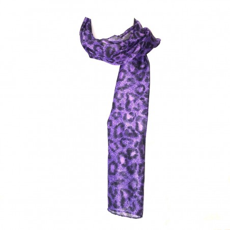 Bufanda leopardo violeta de poliéster