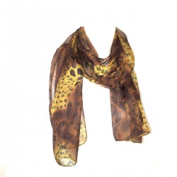 Polyester Leopard Brousse Yellow Chic Fashion Scarf