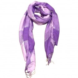 Purple Silver Shawl Giant Scarf Long Plaid Etole India Soft Leger Fabric