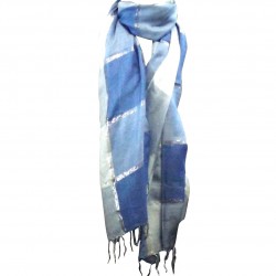Silver Blue Shawl Giant Scarf Long Plaid Etole India