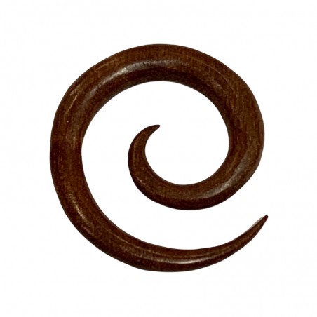 Piercing indio de madera de sawo en forma de espiral.