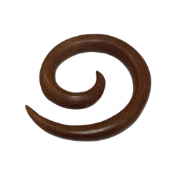 Pendiente hindú de madera de sawo en forma de espiral.
