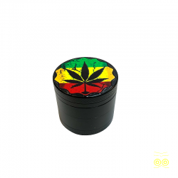 Rasta metal grinder with pollen catcher.