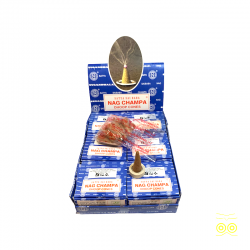 Schachtel mit 12 Packungen mit 12 Nag Champa-Kegeln.