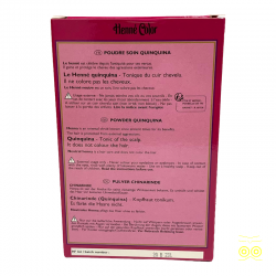 Back of the cinchona fortifying hair care box from Henna Color.
