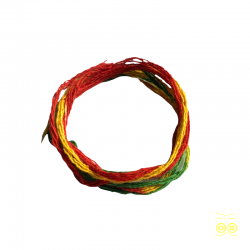 Bracelet made of a long rasta colored cotton thread.