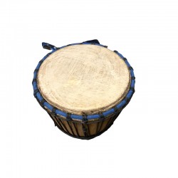 Afrikanische Djembe-Decke aus Holz und Ziegenleder.