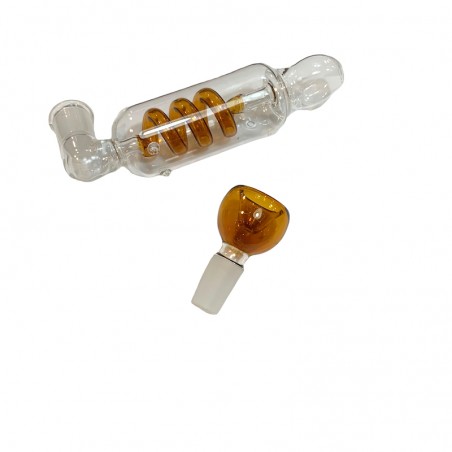 pipa in vetro con refrigeratore e ciotola.