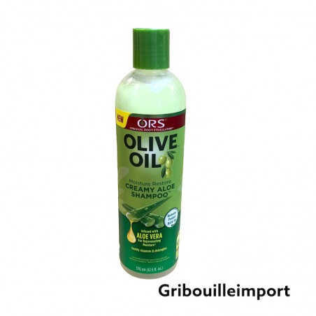 Botella de champú ORS Olive Oil para cabello afro.