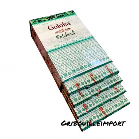 Lote de 12 cajas de incienso ayurvédico de pachulí Goloka .