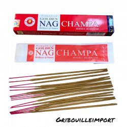 Varillas de incienso Golden Nag Champa en caja de 12 sobres.