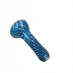 Pipa in vetro soffiato blu per cannabis e CBD.