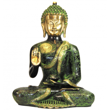 Statue Divinité Bouddha Abhaya Mudra en bronze