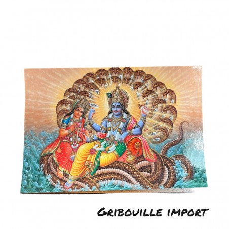 Indische Postkarte von Lord Vishnu und Laksmi