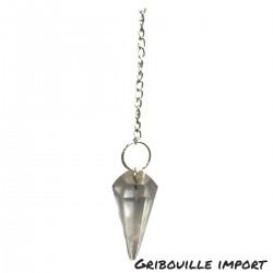 Faceted pendulum in real rock crystal stone.