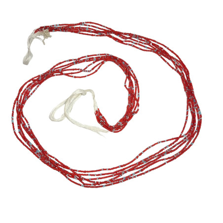 Collier baya tour de reins africain rouge et bleu