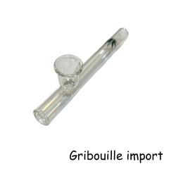 Straight Glass Pipe Cannabis Leaf