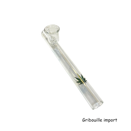 Pipa de vidrio recta de hoja de cannabis