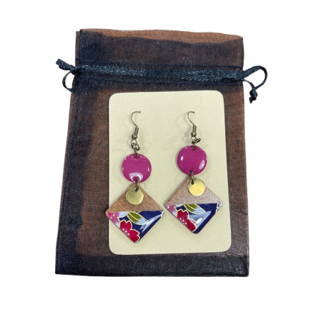 Handmade Wood Washi Earrings