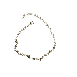 Tobillera de metal dorado con corazones de strass