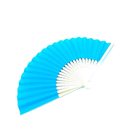 Abanico de Bambú y Papel Turquesa