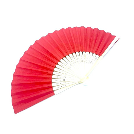 Abanico de Bambú y Papel Rojo