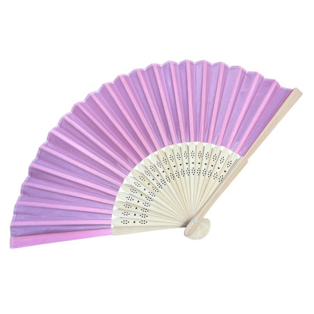 Abanico de bambú y papel rosa