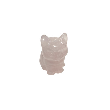 Gatto in quarzo rosa artigianale