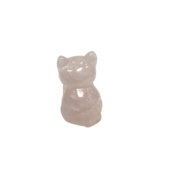 Chat en pierre de quartz rose