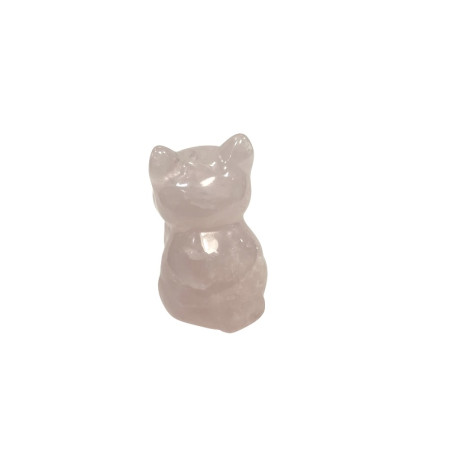 Chat en pierre de quartz rose