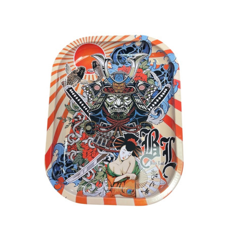 Piatto "Foglia Nera" in metallo Samurai
