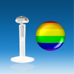 Labret Bio Plastic Argento 1,2 mm Rainbow Universal Piercing Fast 48 H