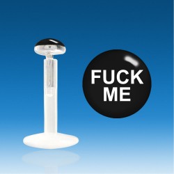 Labret Bio Plastic Silver 1.2 mm Fuck Me Universal Piercing Fast 48 H