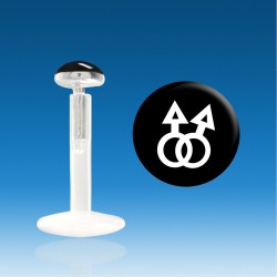 Labret Bio Plastic Silver 1.2 mm Homo Masculine Piercing Fast 48 H