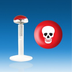 Labret Bio Plastic Plata 1.2 mm Cabeza Muerta Piercing Rápido 48 H