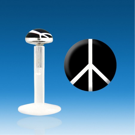 Labret Bio Kunststoff Silber 1.2 mm Peace Love Love Piercing Schnell 48 H