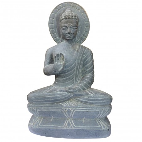 Statue Sculpture Bouddha Pierre Grès Inde Meditation Unique  Bouddhisme 