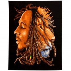 Tenture Batik Bob Marley Lion Reggae Musik Ragga Mural Stoff