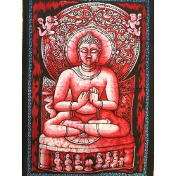 Tenture Batik Buddha Red Buddhismus Decoration